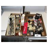 Assorted Batteries, Tester, Electrical Plugs