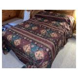 (2) Native American Style Rugs & Queen Bedspread
