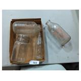 Glass Cunninghams Milk Bottle & Other Glass Jars