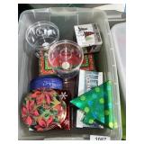 Tote & Lid w/ Tins, Plastic Containers, &