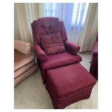 Burgundy Swivel Rocker w/ Matching Ottoman