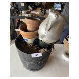 Flower Pots, Old Aluminum Pitcher