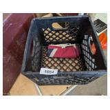 Plastic Milk Crate, Vintage Suitcase & Grabber