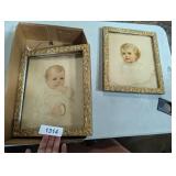 (2) Vintage Picture Frames w/ Pictures