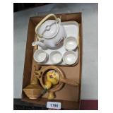 Tea Pot w/ Drinking Cups & Other Decor