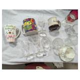 Assorted Mugs, Glass Cups, & Other