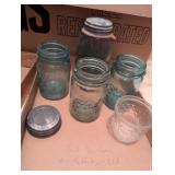 (4) Blue Ball Jars & (1) Clear Ball Jar