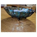 Carnival Glass Footed Fruit Bowl