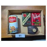 Vintage Advertising Tins & Avon Aftershave Bottle