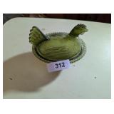 Vintage Indiana Glass Olive Green Hen