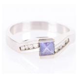 14K WHITE GOLD WHITE SAPPHIRE CZ LADIES RING