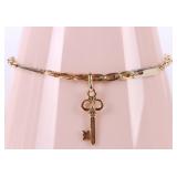 18K YELLOW GOLD LADIES BRACELET W/ KEY CHARM