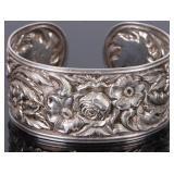 VINTAGE S. KIRK & SON REPOUSSE 0.925 CUFF BRACELET