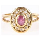 18K YELLOW GOLD .44CTW RUBY DIAMOND LADIES RING