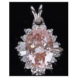 14K WHITE GOLD 4.73CT VS1 PINK DIAMOND PENDANT IGI