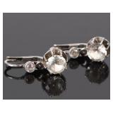 10K WHITE GOLD WHITE TOPAZ LADIES EARRINGS