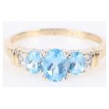 DIAMOND & BLUE TOPAZ 10K GOLD LADIES RING