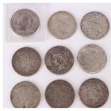 0.9 SILVER 1922 P/D/S LIBERTY PEACE DOLLARS - (9)