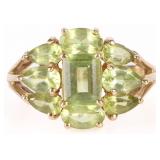 14K YELLOW GOLD GREEN PERIDOT LADIES RING