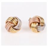 10K TRI-GOLD KNOT LADIES STUD EARRINGS