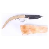 HAND FORGED STEEL HORN HANDLE STEEL KNIFE