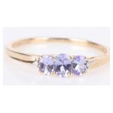 0.02 CTW. DIAMOND TANZANITE 10 KT. GOLD RING