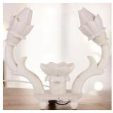 CARVED STONE WHITE LOTUS TABLE LAMP FROM AGRA