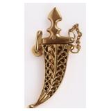 18K YELLOW GOLD KNIFE & SHEATH INTERACTIVE PENDANT