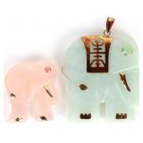 14K YELLOW GOLD JADE ELEPHANT ADIAN PENDANTS