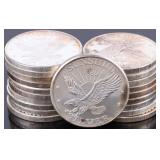 ROLL OF 20 FINE SILVER SUNSHINE 1 TROY OZ ROUNDS