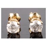 ~0.90 CTW DIAMOND 14KT. GOLD STUD EARRINGS