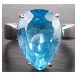 10K WHITE GOLD 3.5 Ct BLUE TOPAZ LADIES RING