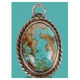 TURQUOISE SOUTHWEST-STYLE STERLING SILVER PENDANT