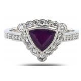 1.30CT PURPLE KASHMIR SAPPHIRE DIA PLATINUM RING