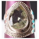 10X14MM LIGHT GREEN TOURMALINE STERLING RING