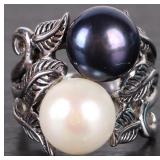 9.6-9.4MM WHITE & PURPLE PEARL STERLING RING