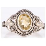 1.5CT OVAL YELLOW CITRINE STERLING SILVER RING