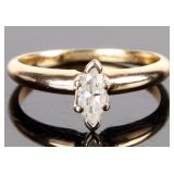 0.33 CTW. DIAMOND MARQUIS CUT 10KT. GOLD RING