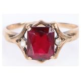 10K YELLOW GOLD RUBY TOPAZ LADIES RING