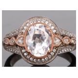 2CT WHITE SAPPHIRE ROSE GOLD & SILVER LADIES RING