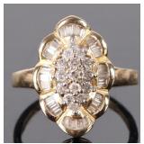 ANTIQUE 14K YELLOW GOLD DIAMOND CLUSTER RING