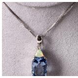 TOPAZ & OPAL STERLING SILVER LADIES NECKLACE