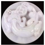 LAVENDER JADE PENDANT WITH DRAGON CARVING