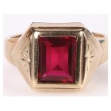 10K YELLOW GOLD RUBY UNISEX RING