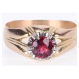 1CT ROUND CUT GARNET 14K GOLD LADIES RING