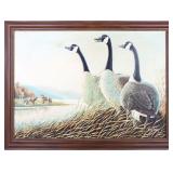 NOR PEREZ SIGNED ORIGINAL GEESE OIL PAINTING