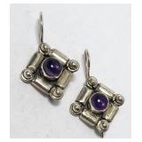 Amethyst February Ear Rings Sterling Silver VTG