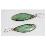 Green Butterfly Wings Sterling Silver Earrings St