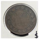 1859 Canada Large Cent Wide 9/8