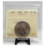 1980 Canada 50 Cents ICCS Mint State 66